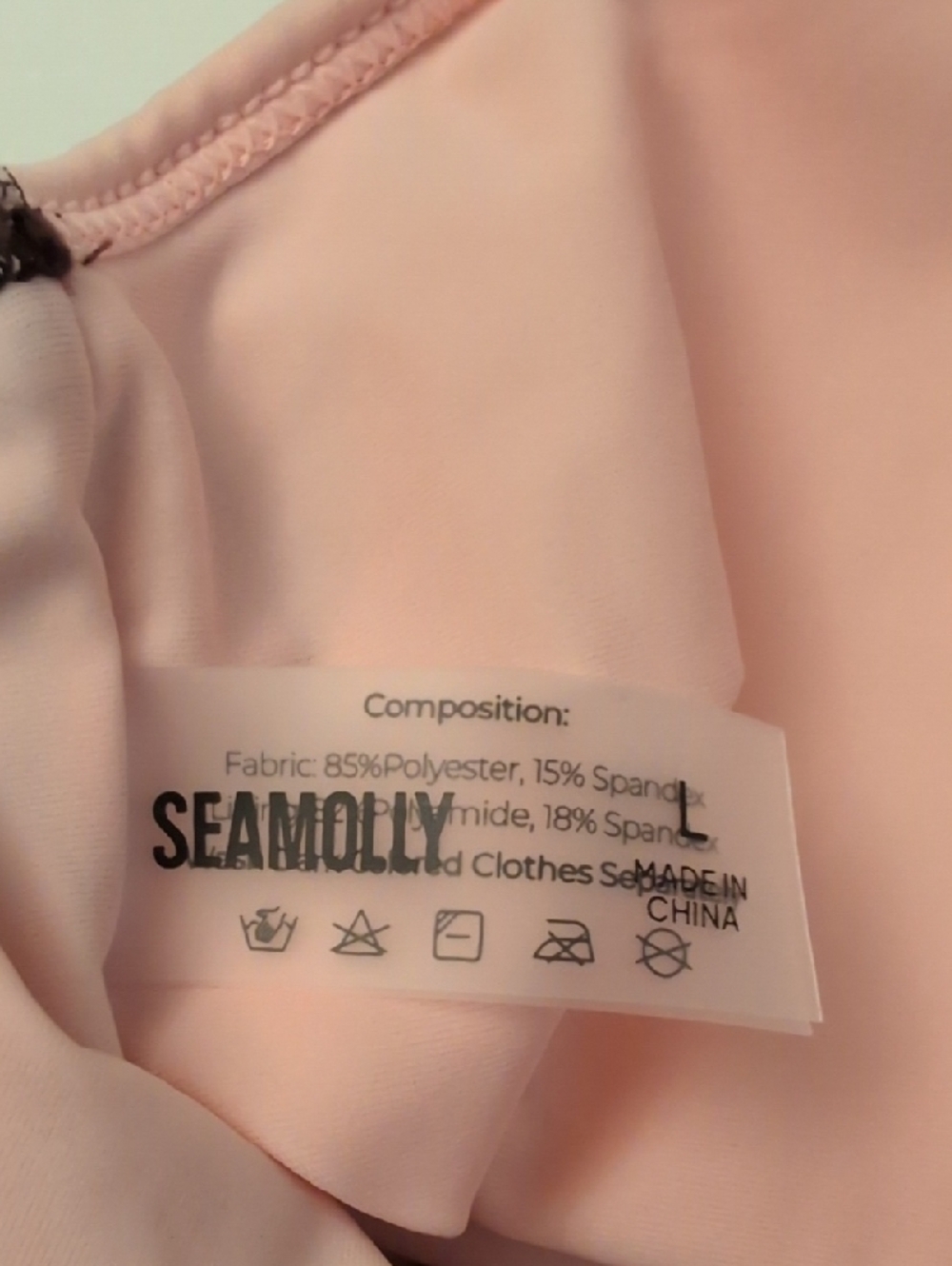NWT Seamolly Polka Dot Ruched Ruffles Bowknot Skimpy Tankini Set Brown Pink - L - Picture 7 of 11